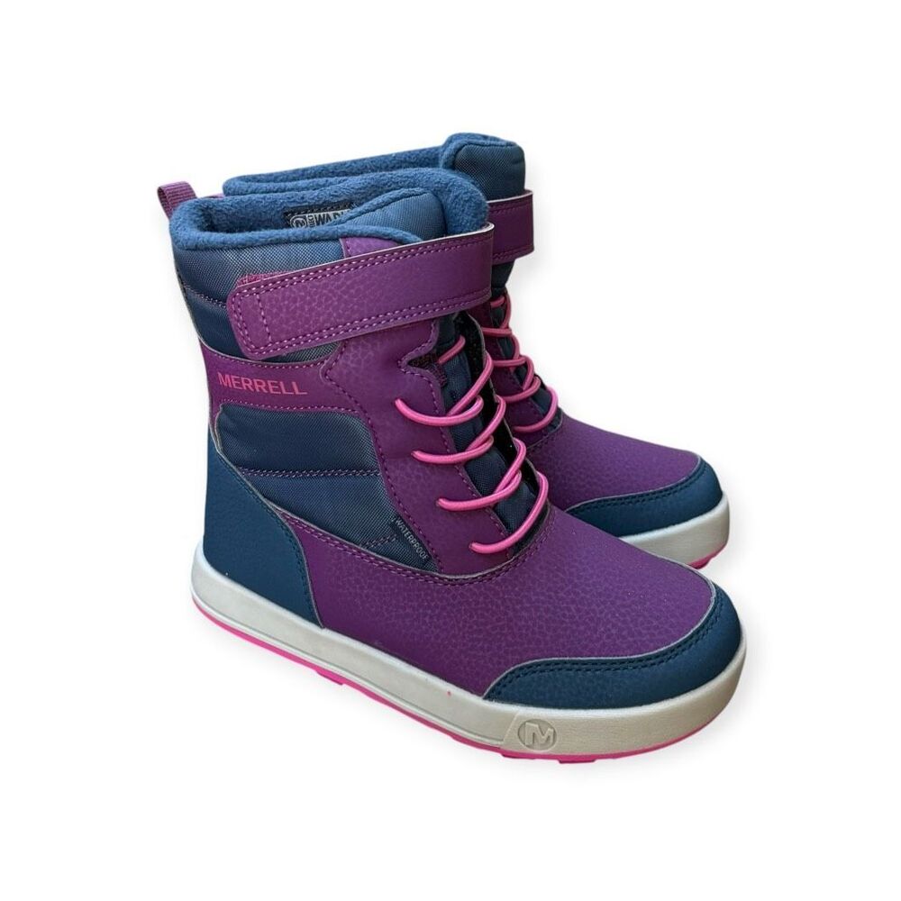 Merrell Snow Storm Winter Boot Kids Berry Navy Waterproof Insulated size 13